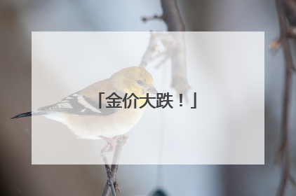 金价大跌！