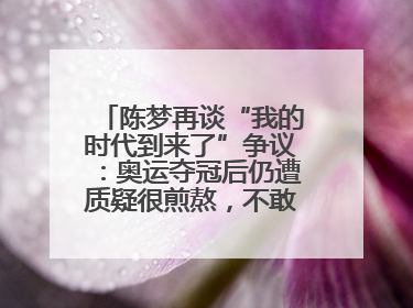 陈梦再谈“我的时代到来了”争议：奥运夺冠后仍遭质疑很煎熬，不敢再这么说了