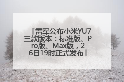 雷军公布小米YU7三款版本：标准版、Pro版、Max版，26日19时正式发布