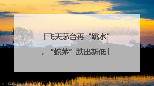 飞天茅台再“跳水”，“蛇茅”跌出新低