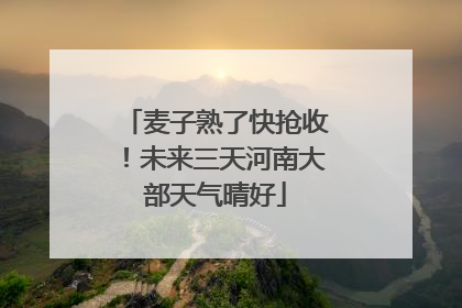 麦子熟了快抢收！未来三天河南大部天气晴好