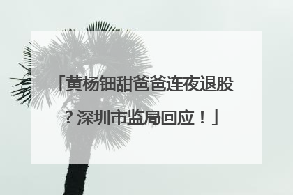 黄杨钿甜爸爸连夜退股？深圳市监局回应！