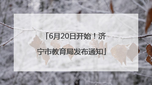 6月20日开始！济宁市教育局发布通知